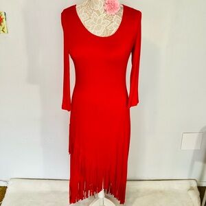 Boho Red Fringe Dress Maxi
